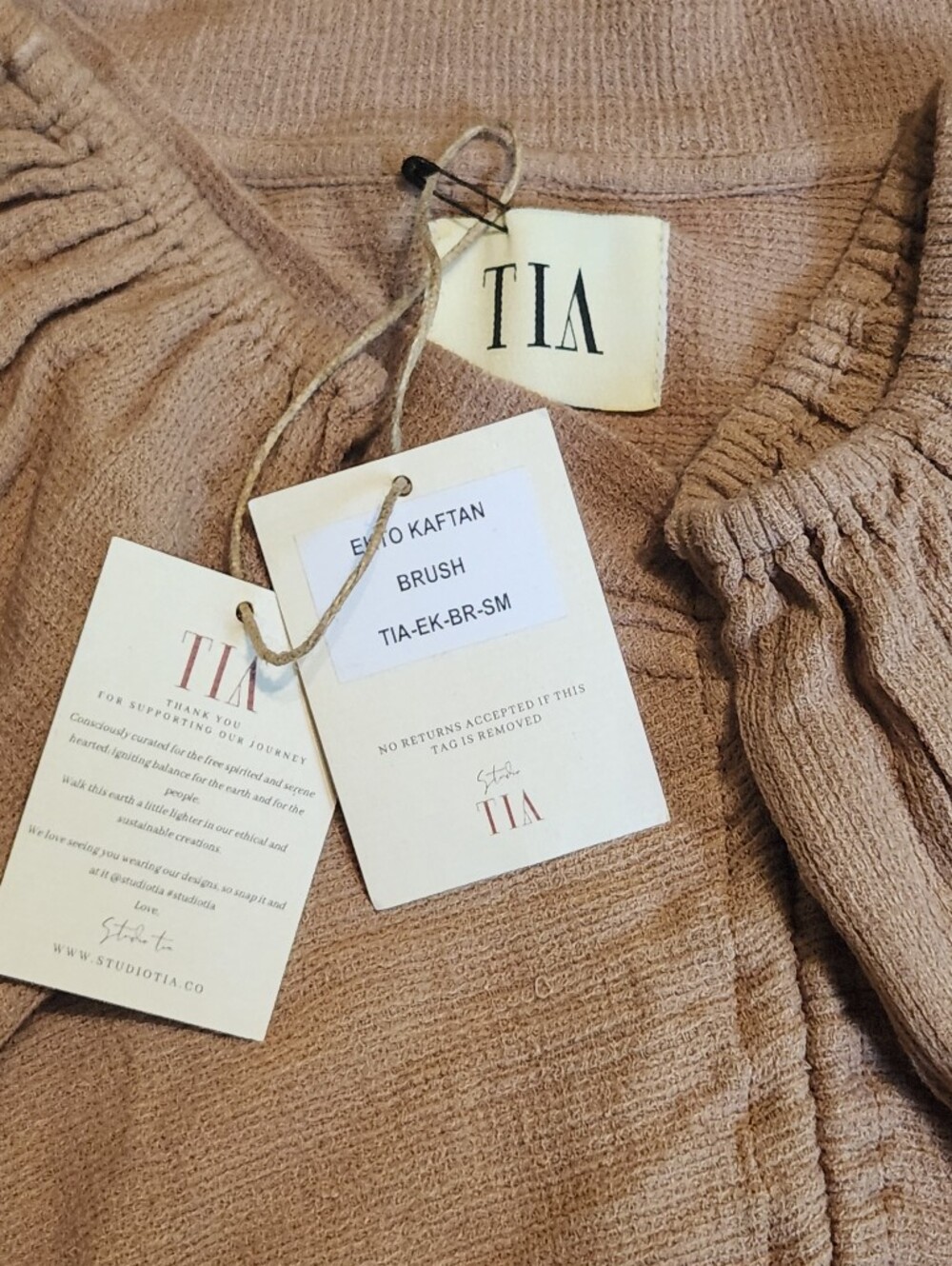 Studio TIA Ekto Kaftan - Brush Brown - Boho Crop Top - Size Small NWT - Picture 7 of 9